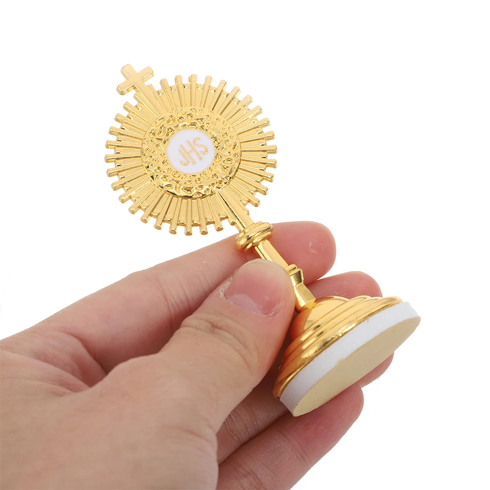 Decoration Religious Ornaments Standing Cross for Home Catholic Golden Metal Jesus Statue