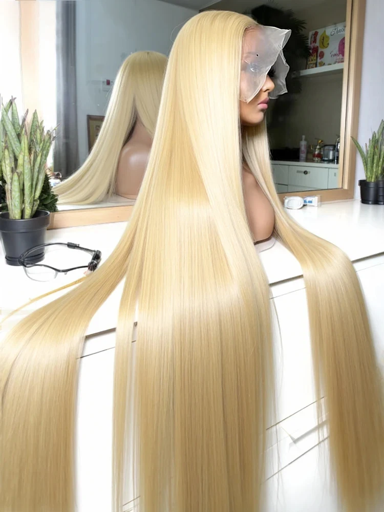 Bone Straight Human Hair Wig 13x4 13x6 HD Lace Frontal Wig 30 Inch Vietnamese 613 Honey Blonde Colored 13x7 Lace Front Human Hair Wig Pre Plucked