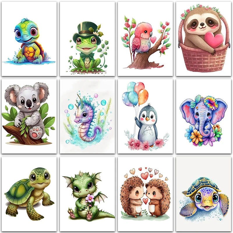 5D DIY Diamond Painting animal love turtle koala sloth hippo home decoration Full Square&Round mosaic embroidery Cross stitch