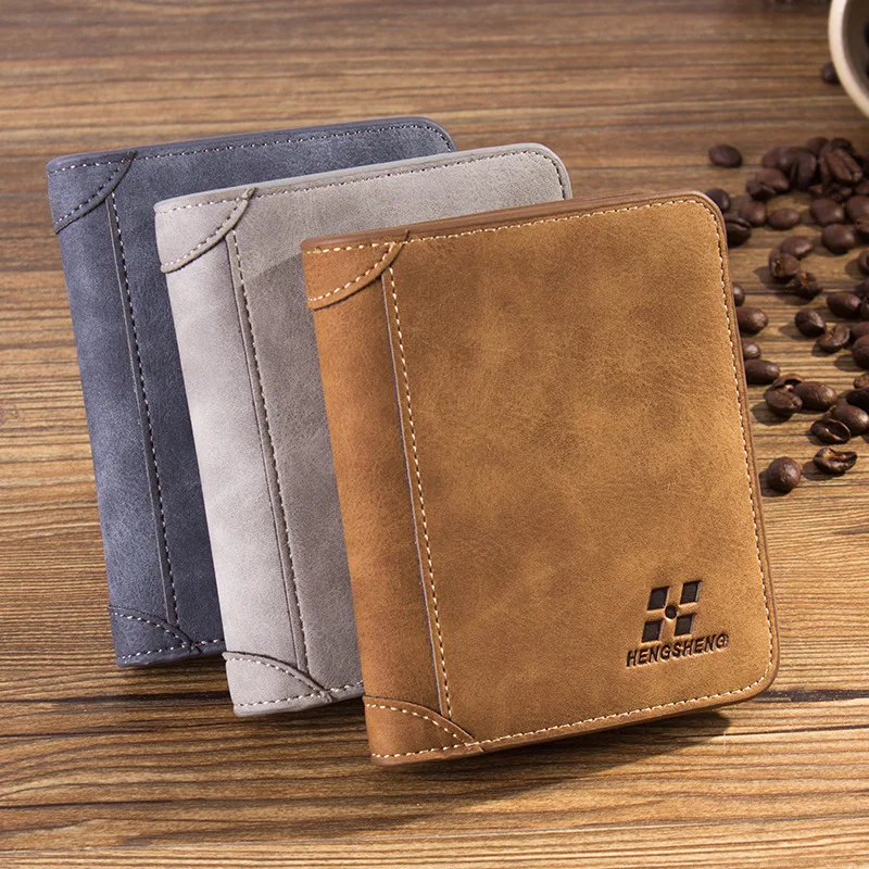 Men Wallet Leather ID Credit Card Holder Clutch Coin Purse Luxury Brand Wallet Frosted Short Wallets 2022 Men Wallet Coin Pocket