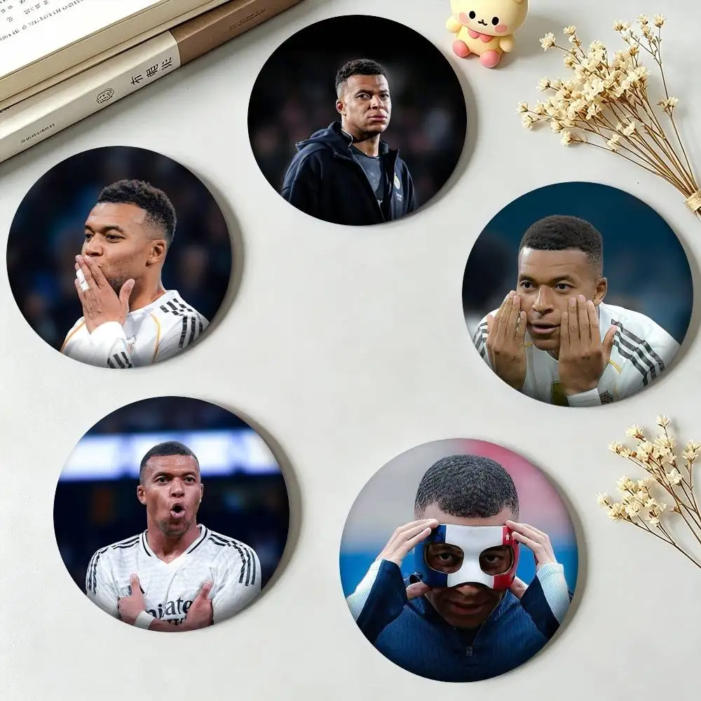 K-Kylian Mbappé Football Superstar Sports  25 32 44 58 75mm Badges Personalized Round Brooches Pins Accessory Gift