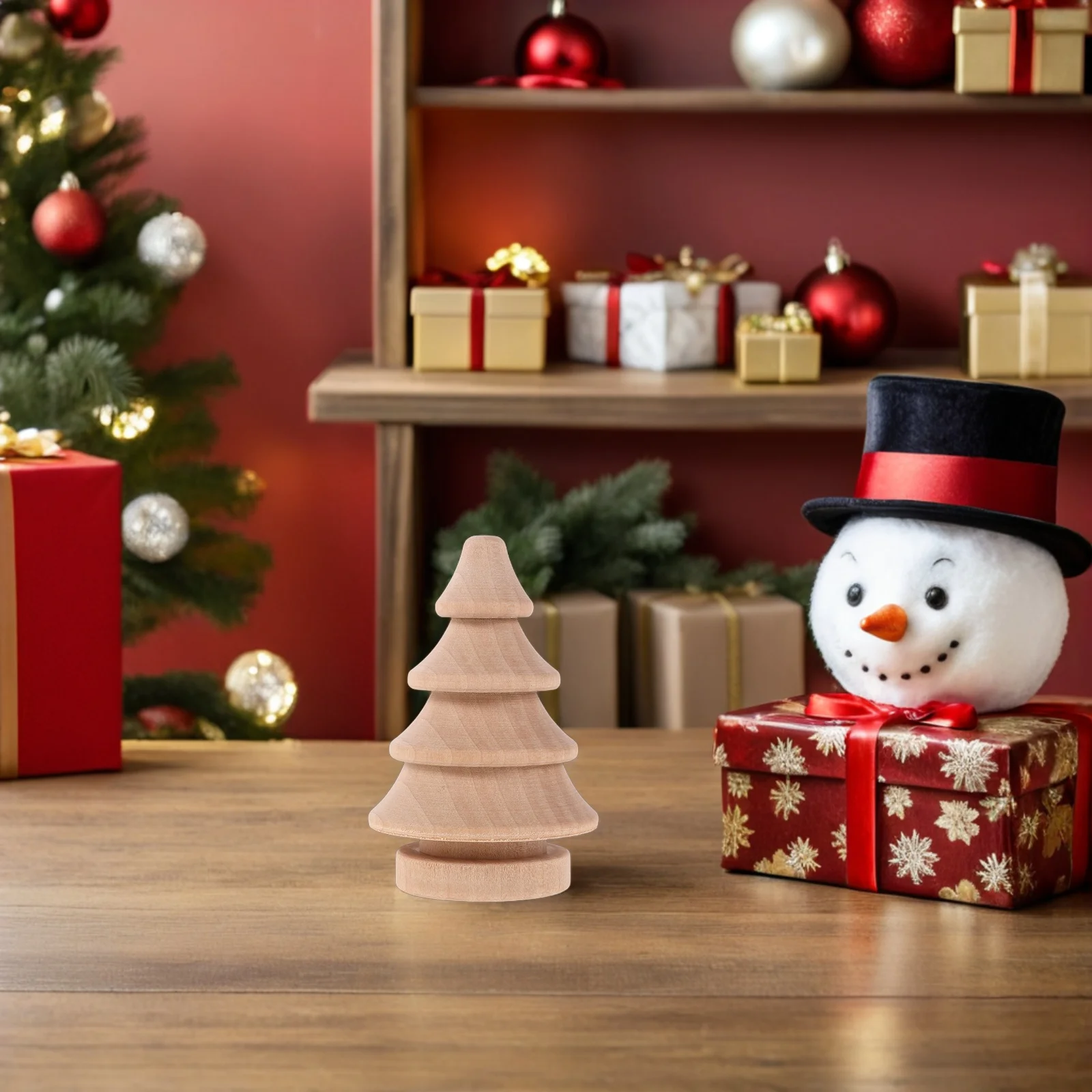 

3Pcs Rustic Solid Wood Christmas Tree Centerpiece Unfinished Mini Trees for DIY Crafts Holiday Home Office Desk Party Favors