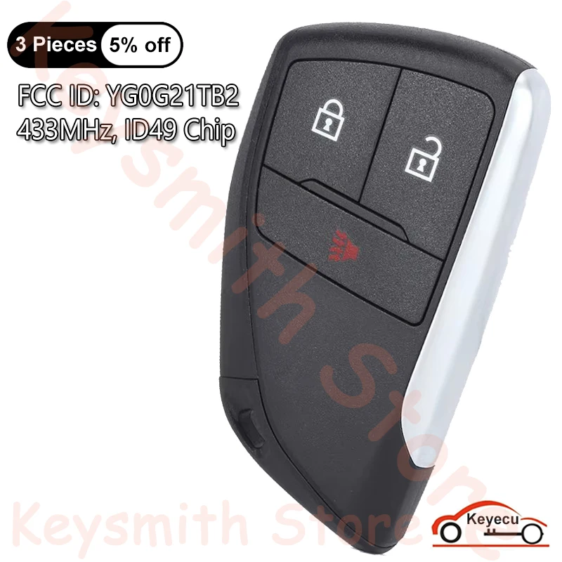 

KEYECU 3 кнопки 433 МГц ID49 чип для Buick Envision 2021 2022 2023 2024 автоматический умный пульт дистанционного управления YG0G21TB2 13541567