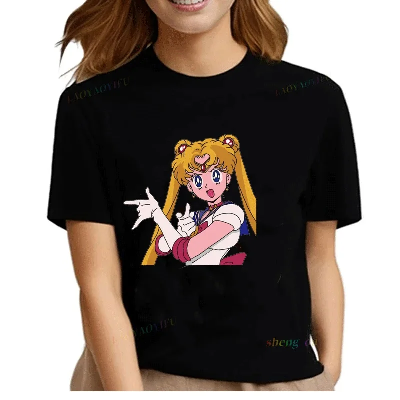 Unisex Clothing Anime T Shirt Sailor Mini Moon Wand Tee Women Clothing  Camiseta Anime Masculina