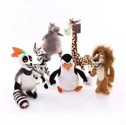 1pc 20-35cm 6 Styles Madagascar plush toy stuffed soft animal dolls giraffe hippo lion penguin zebra lemurs figure gift for kids