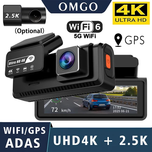 Imagen 1 del producto Cámara para Auto ADAS 4K+2.5K con GPS, WIFI, Visión Nocturna 24H, Mini, Lente Trasera Opcional, DVR, Grabadora de Video, Caja Negra