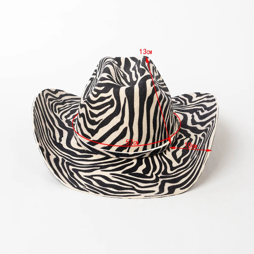 M/L Größe Leopardenmuster 100% Wolle Fedora-Hüte für Herren und Damen Party Western Cowboy Aufwärtsgerichtete Krempe Jazz-Hut Panama Sombrero Chapeau – Detail 4