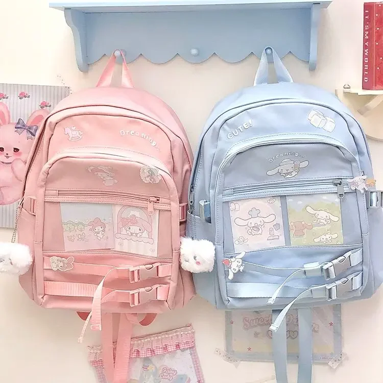 

Kawaii Sanrio Schoolbag Cinnamoroll Mochilas Aestethic Women's Backpack Girl Campus Juniora High School Student School Supplies