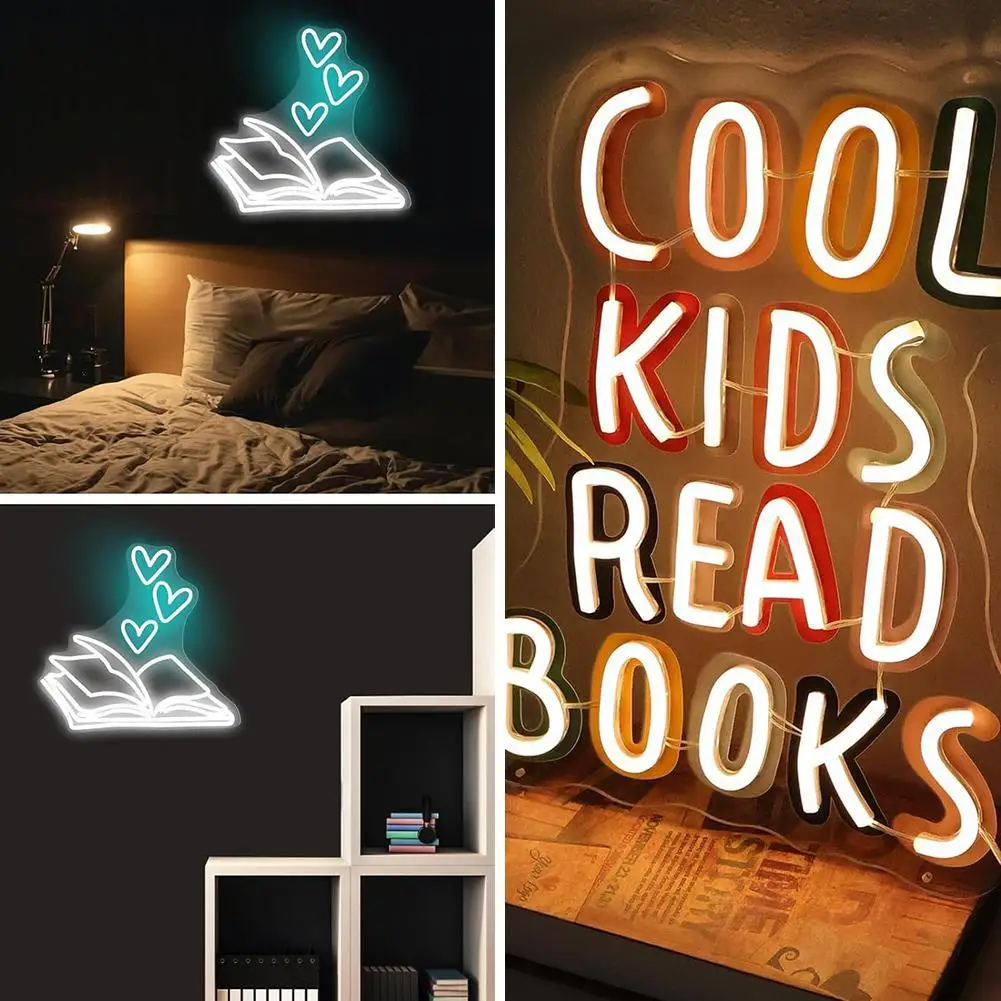 Love Book Cool Kids Read Books LED Neon Sign USB Powered Wall Decoration Neon Light Signs Suitable For Party Wedding Gifts K3L0