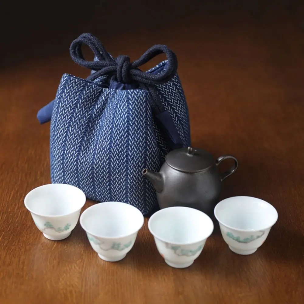 Chinese Style Teapot Cup Cotton Protect Cloth Bags Breakage-proof Dustproof Travel Teaware Storage Bag Practical Portable