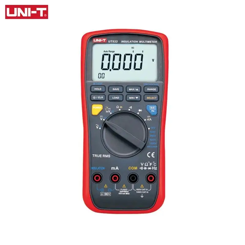 

UNI-T UT533 True RMS Insulation Resistance Tester Digital Multimeter Auto Range AC DC ohm Megohmmeter Voltmeter Capacitance Test