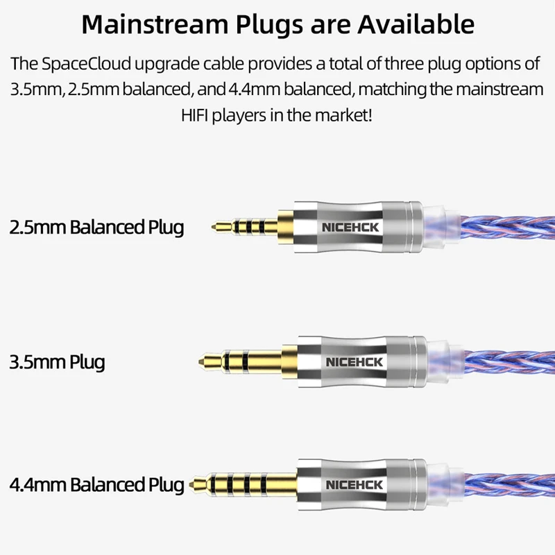 Imagem -04 - Nicehck-spaceship Cabo Earbud Banhado a Prata Flagship 6n Occ Mais 7n Mix Litz Earbud Cabo 3.5 mm 2.5 mm 4.4 mm Mmcx Qdc 078 2pin para lz a7 Mk3