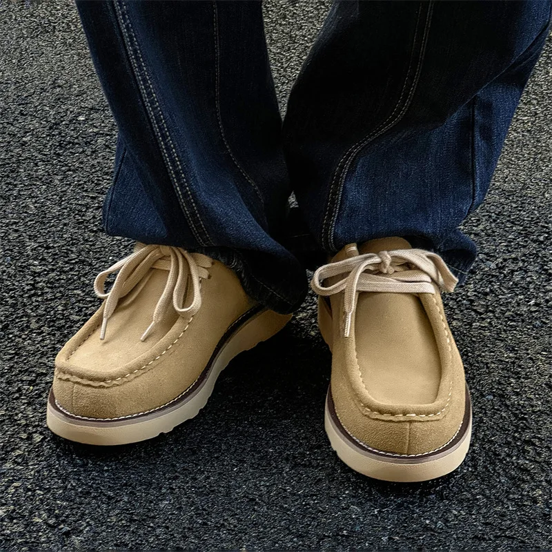 

2025: мужская обувь. Новые низкие ботинки цвета хаки в стиле ретро. Повседневная обувь с удобной мужской обувью.