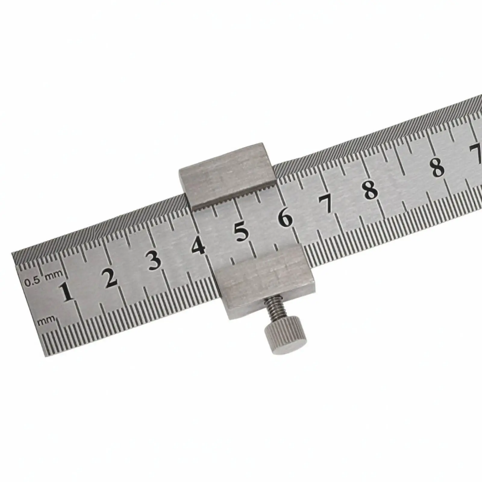 Steel Ruler with Positioning Block Stainless Measuring Ruler Marking Gauge for Woodcraft and Carpentry