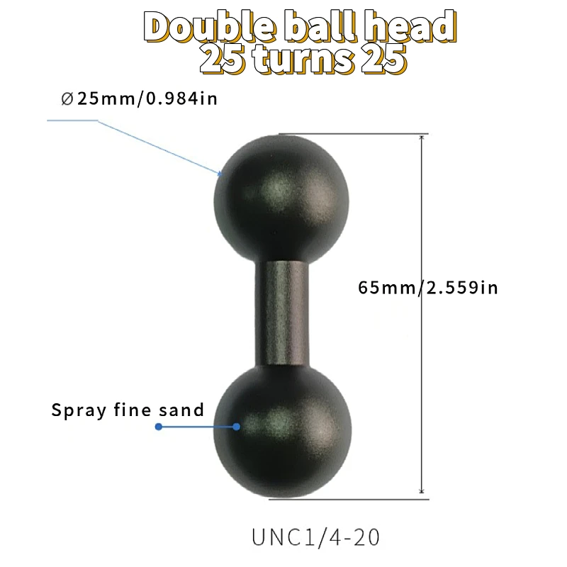 Aluminiumlegierung Kugelkopf 17mm/20mm/25mm Doppelkugelkopf Verbindungsstange Motorrad-Kamerahalterung Transferzubehör – Detail 5