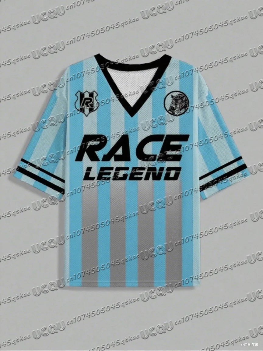 ผู้หญิงคอวีสปอร์ตย์เสื้อยืดลําลองการแข่งขันตํานานพิมพ์ฤดูร้อนสวมใส่สบายๆกีฬาตาข่ายเสื้อยืดท็อปส์