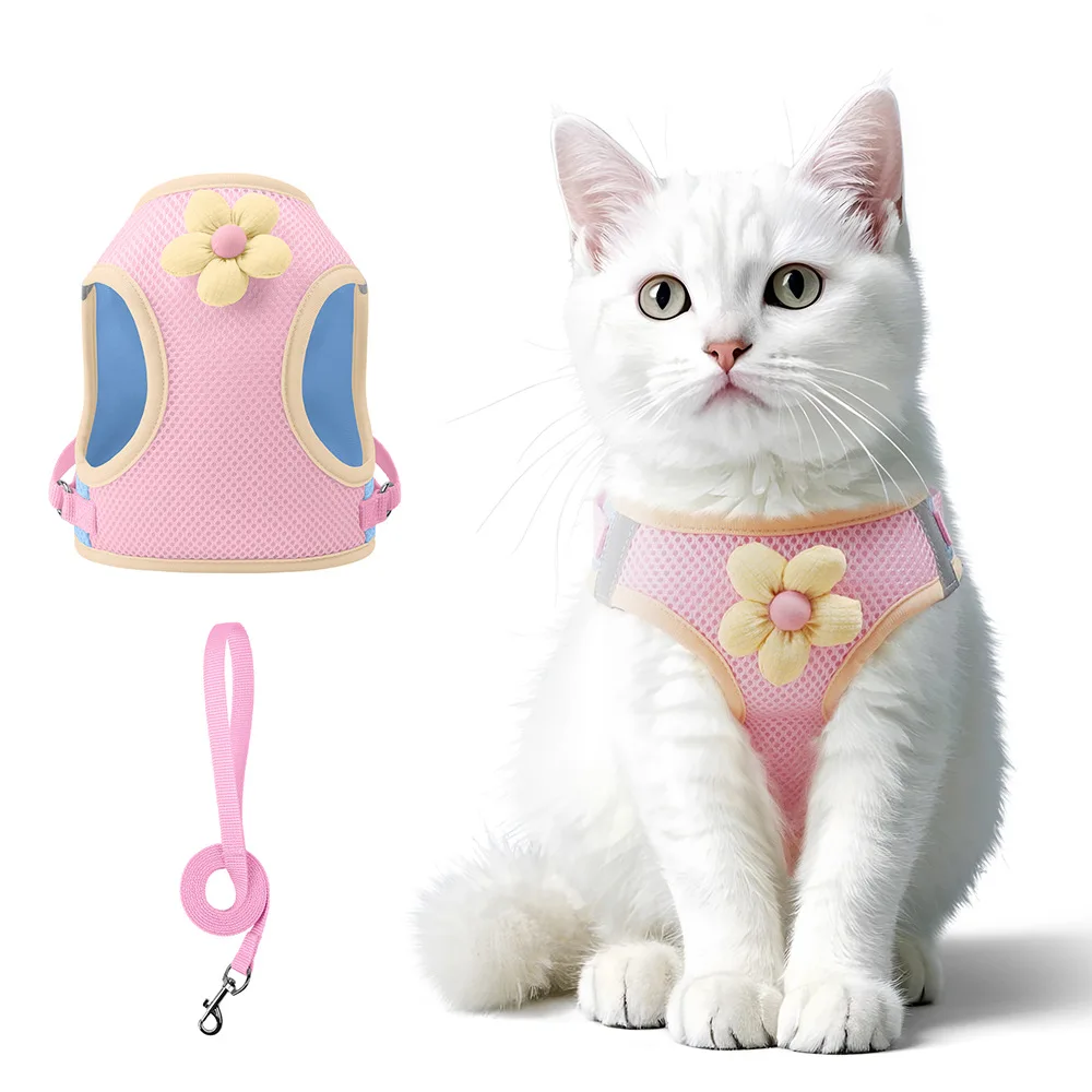 

Dog Cat Harness Leash Neck Belt Collar Cats Pet Collars Small Puppy Dogs Supplies Accessories Vest Outdoor Walking Lead
