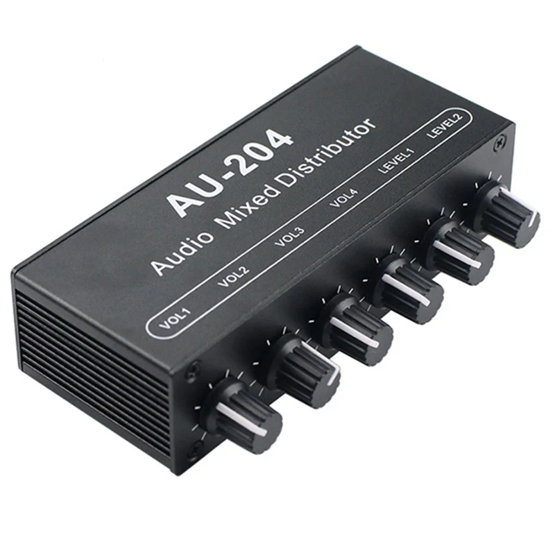 Stereo Mixer Audio (2 entrada 4 saída) empurrar quatro auscultadores ou amplificadores de potência externa Volume independente Control