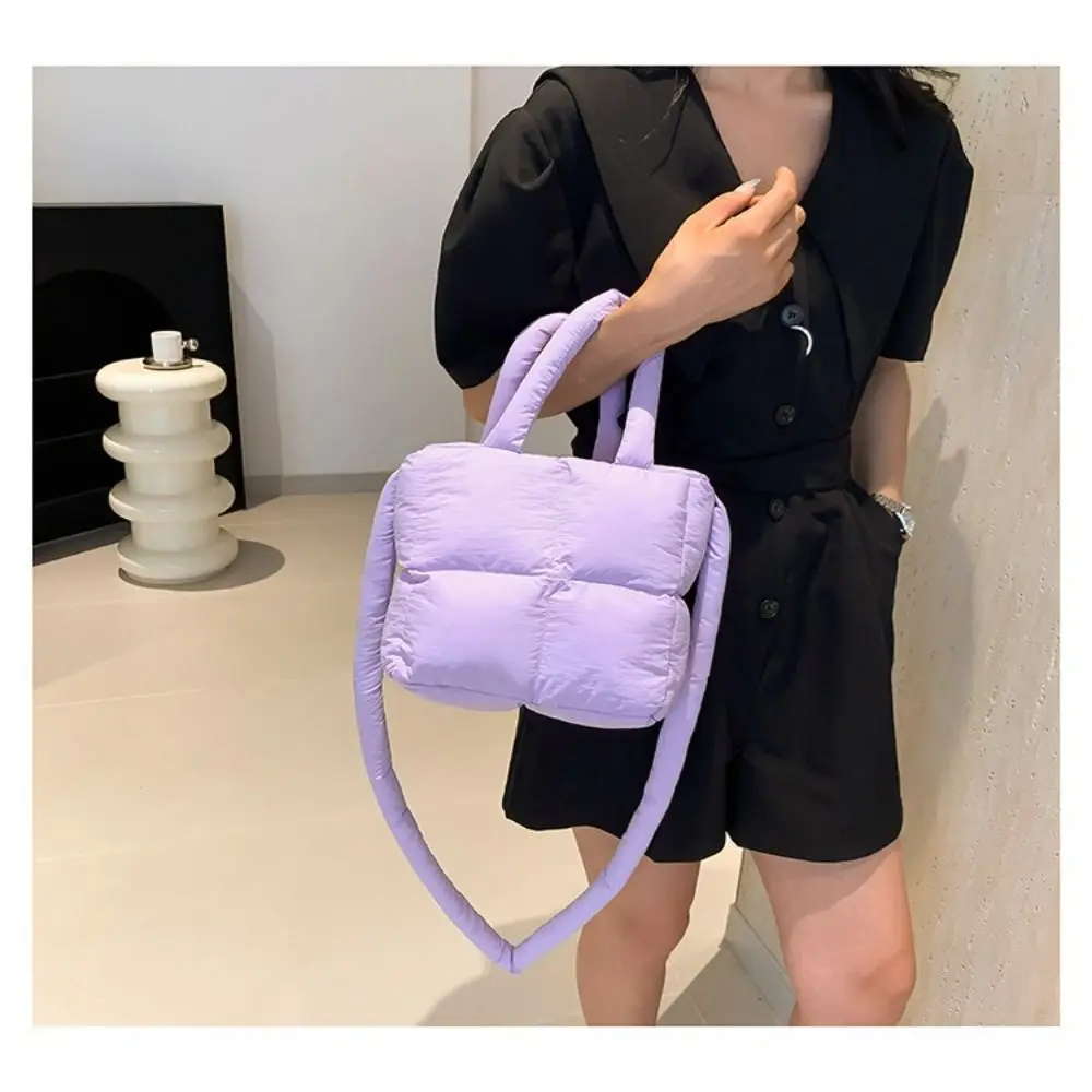 New Retro Checkered Shoulder Bag Checkered Quilted Tote Handbags Soft Solid Color Go Out Bag Winter