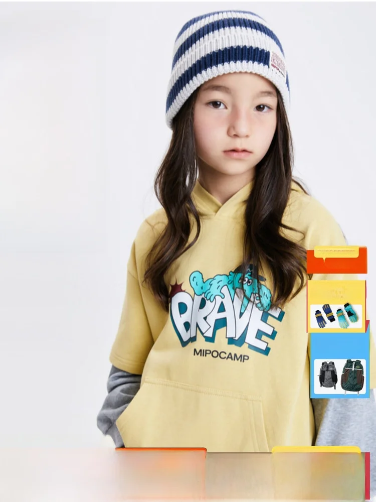 Mipo Kids Hoodie Sweatshirt Outdoor Sports Fun Print Casual Cotton Polyester Blend Machine Washable Autumn Spring Unisex