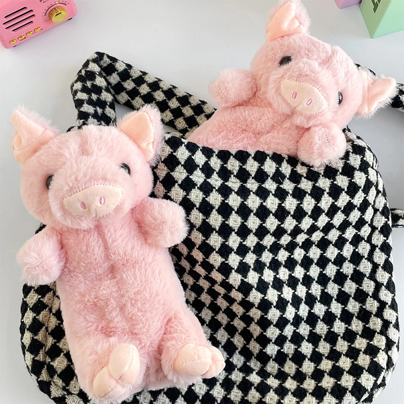 Cartone animato rosa maiale astuccio sacchetto cosmetico sacchetto di immagazzinaggio simpatico sacchetto di penna peluche grande capacità materiale scolastico scatola di immagazzinaggio di cancelleria