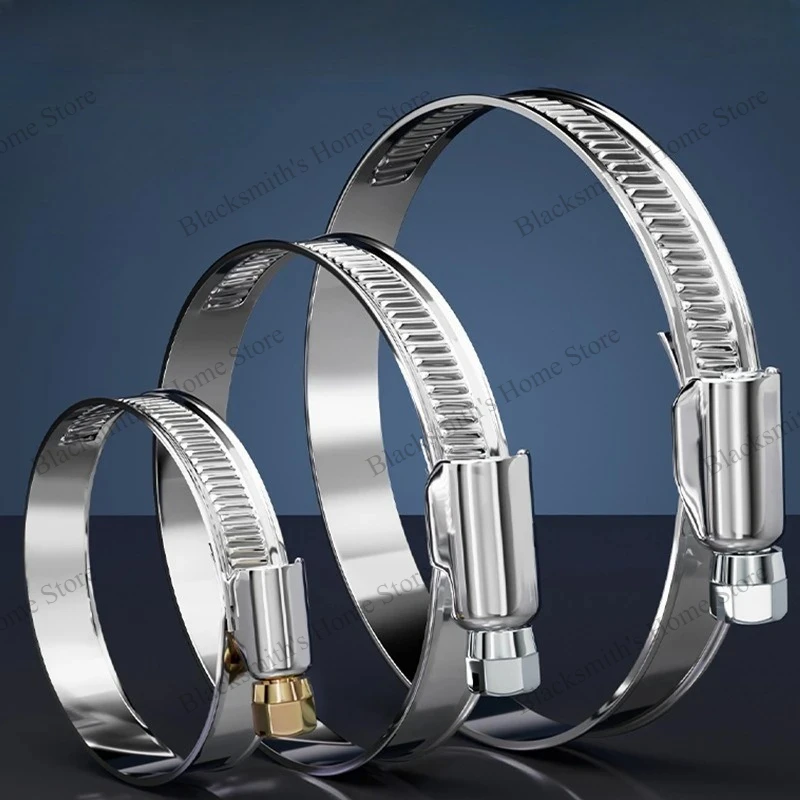 5pcs Hose Clamps Adjustable Stainless Steel 8~150mm Car Fuel Tube Pipe Clamp Worm Gear Plier Tools Faucet Water Pipe Fastener