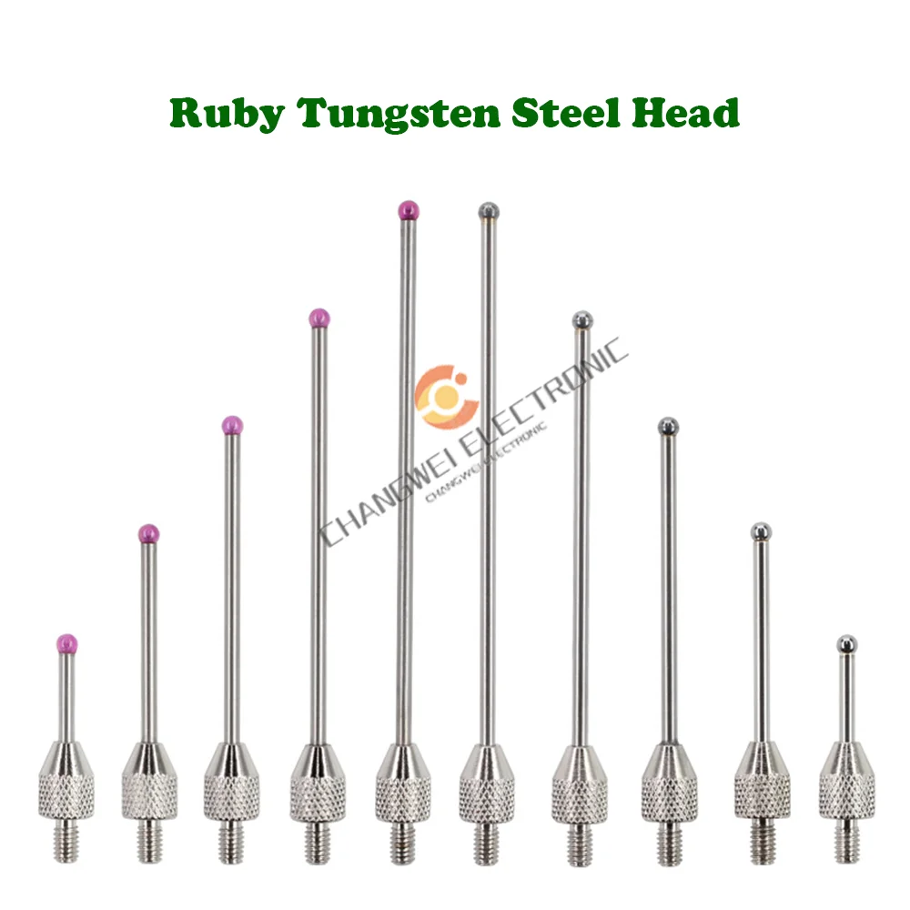 M2.5 Thread Micrometer Lever Dial Test Gauge Tip Indicator Probe Ruby Tungsten Steel Needle Probe Lengthened Measuring Head