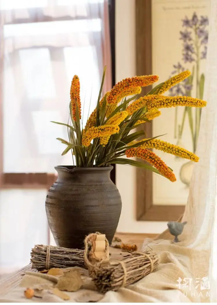 Simulazione fatta a mano di Bouquet di fiori di grano per la casa, la camera da letto, la decorazione della tavola da pranzo, la scena abbinata a oggetti di scena fotografici