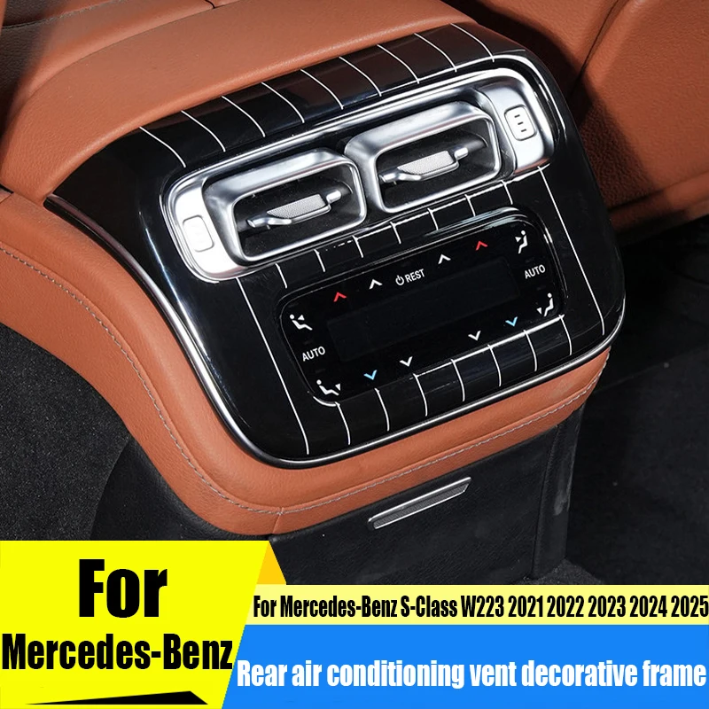 Vertical stripe rear air outlet decorative frame car interior modification part ABS For Mercedes-Benz S-Class W223 2021-2025