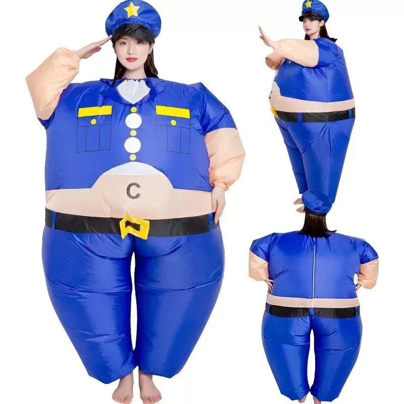 New Funny Cartoon Doll Inflatable Costume Spoof Fat Person Props Kindergarten Home Kids Party Traffic Police Cosplay Cloth Gifts