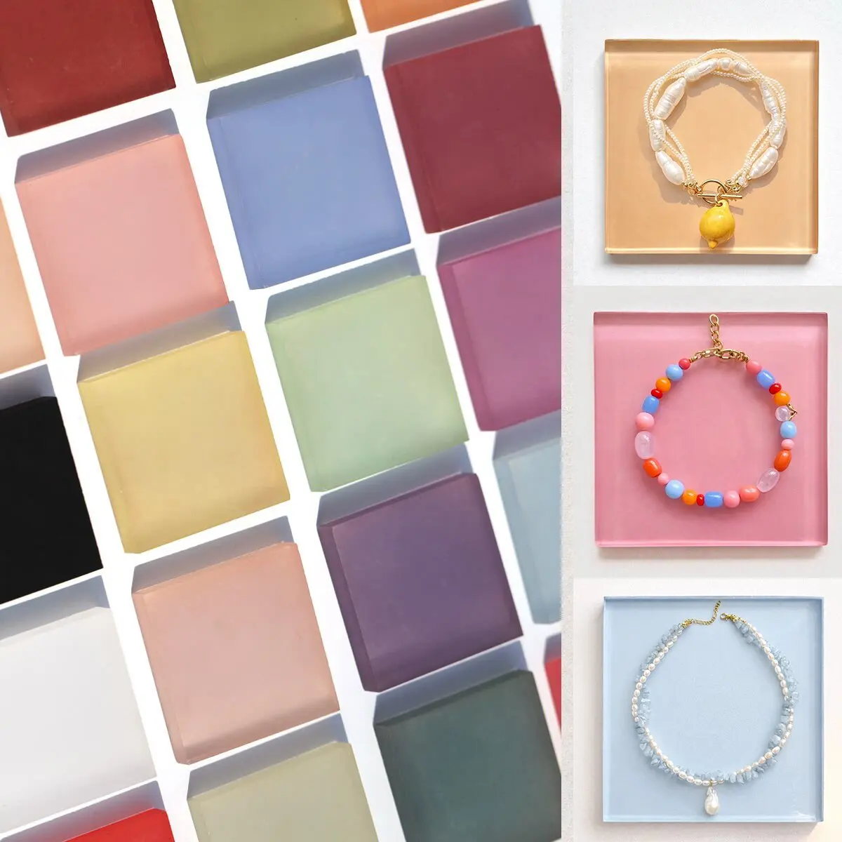 Colorful Frosted Acrylic Photo Prop For Jewelry Flat Lay, Ins Style Still Life Shooting Decor Tabletop Photography Backdrop