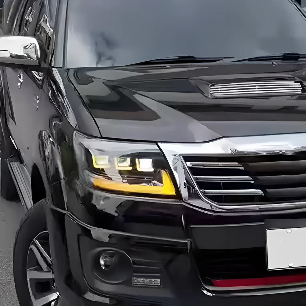 Car Head Lamp For Toyota Hilux Revo Vigo 2012-2014 Upgrade LED Projector Three Lens Dynamic Turn Signal Light  Accessories