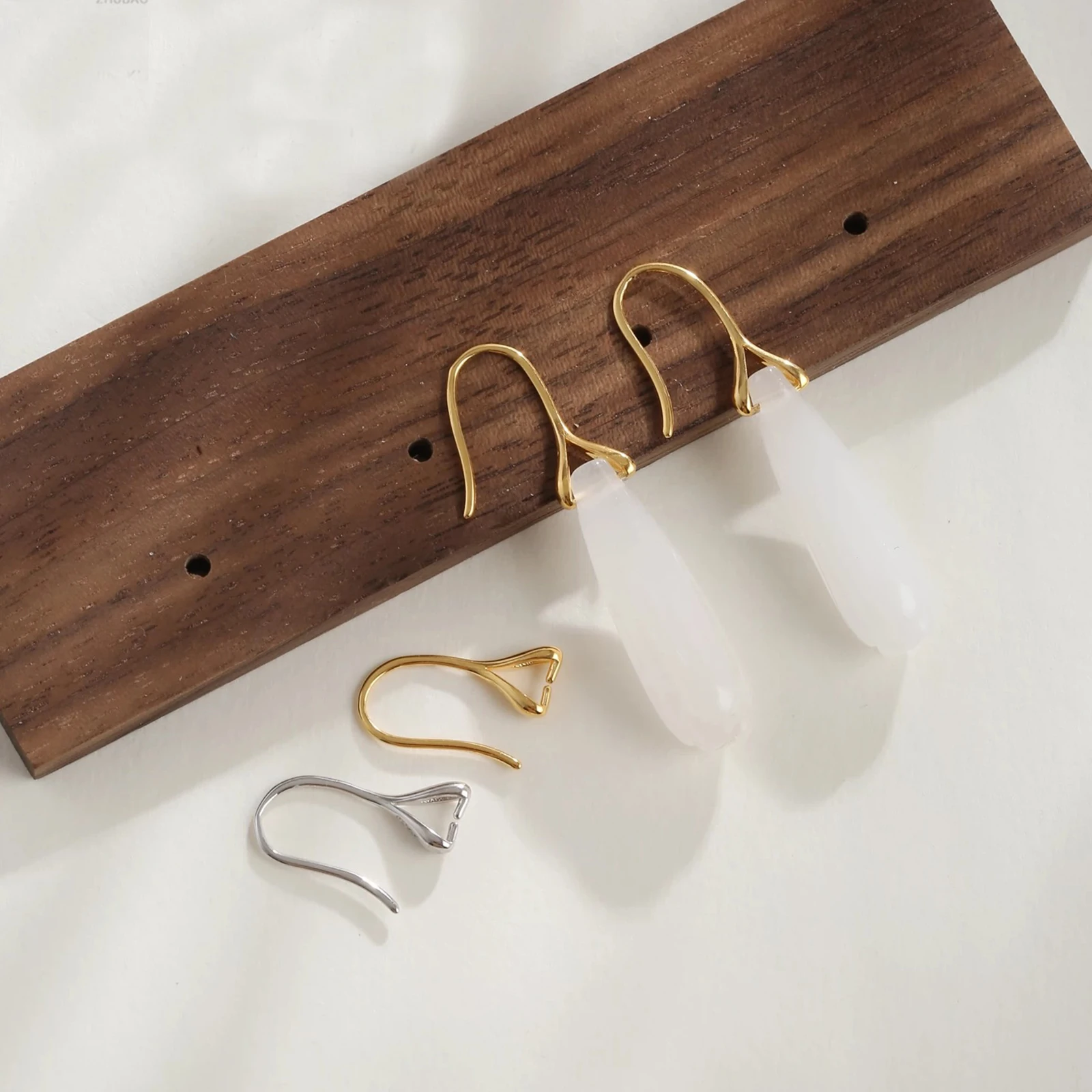 925 Sterling Silver Earrings Hook Toggle Clip Fit Settings Drill Jade DIY Earring Charm Jewelry Making Craft