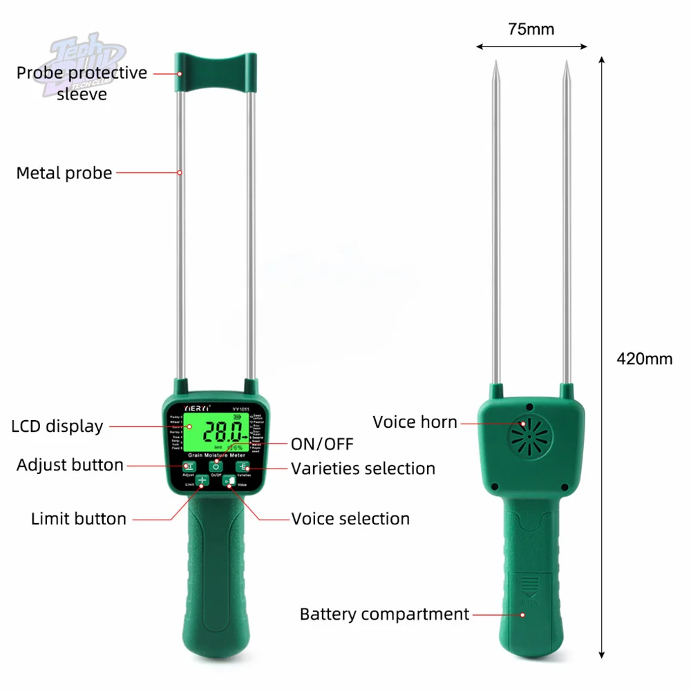 YY-1011 Grain Moisture Meter  Digital Grain Moisture Content Tester for Grain Storage Planting Measuring Tool Garden Tool