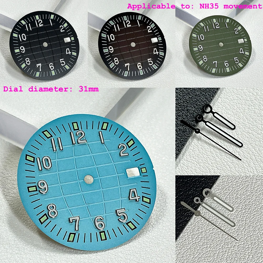 The 31mm Nautilus green luminous dial is suitable for NH35 automatic movement dial watch accessories