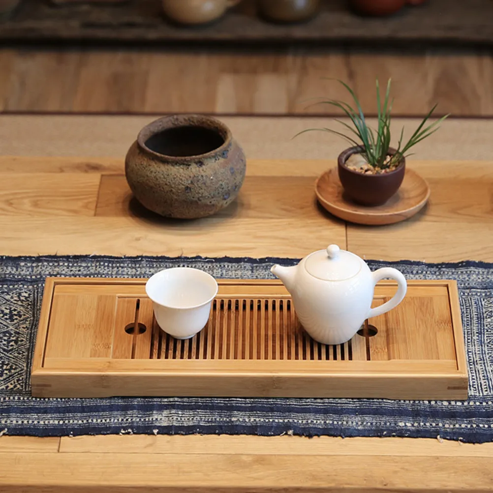 1Pcs Bamboo Teacup Tray Premium Water-Reserving Tea Tray for Home Office Coffee Shop Tearoom Wedding Party Afternoon Tea Service