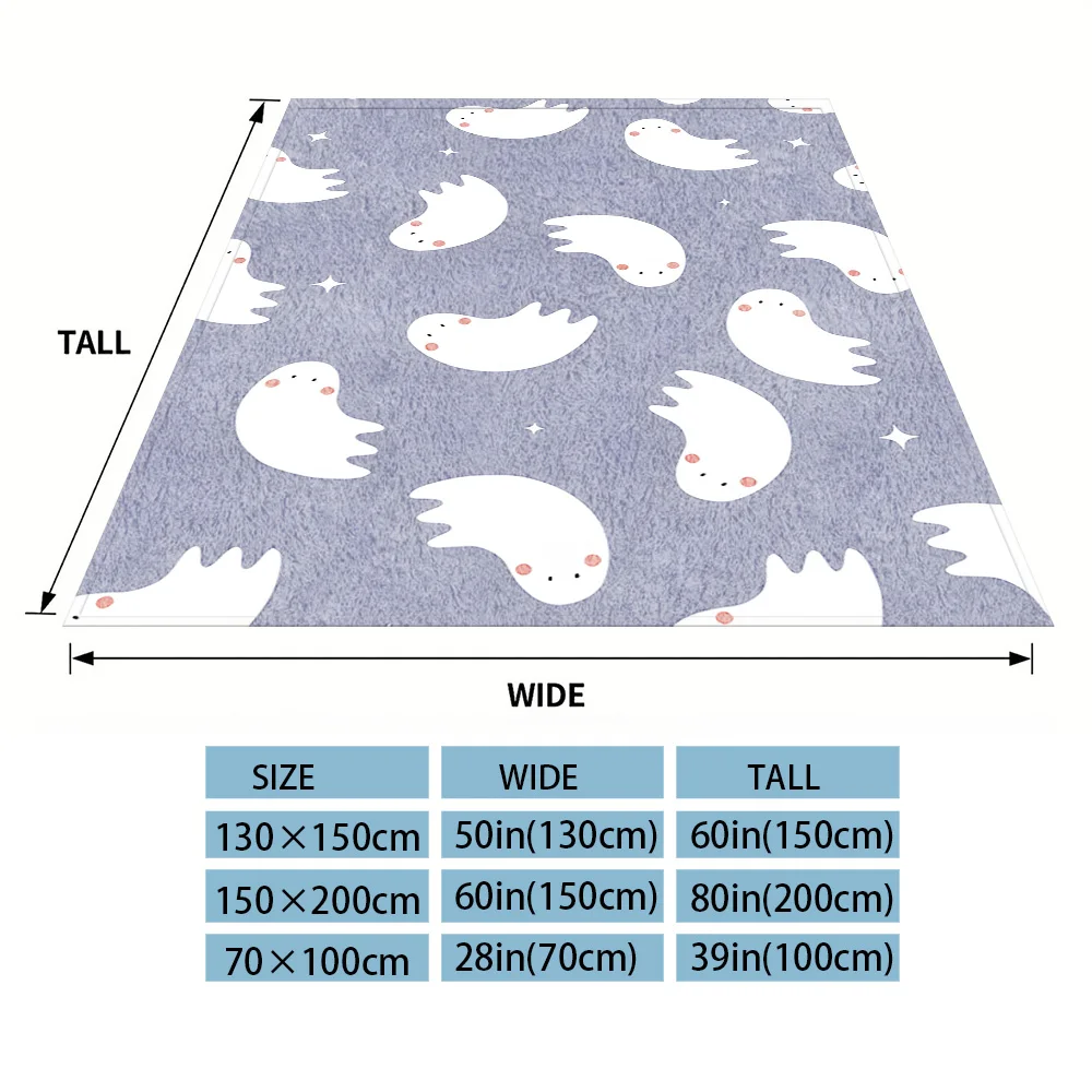 Cute- Ghost Sofa Specific Soft Flannel Blanket, Universal Plush Gift Blanket For All Seasons