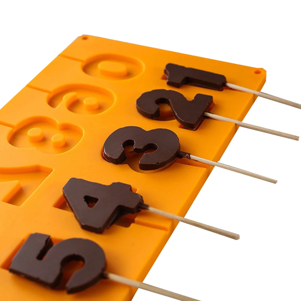 1Pcs Silicone 0-9 Numbers Shape Lollipop 3D Mold Handmade Jelly Chocolate Candy With Sticks Party Decoration Good Toughness
