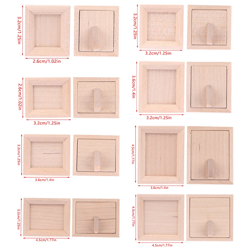 1:12 Dollhouse Miniature Wood Photo Frame With Rear Cover Simulation Furniture Toys For Doll House Accessories Decoration