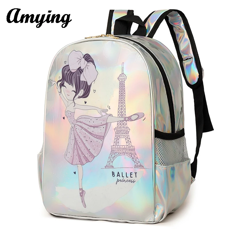 Children's dance bag Girls Ballet Dance BackpacksTeens Latin Dance Yoga Sparkly Daypack Waterproof Kids Laser Schoolbag