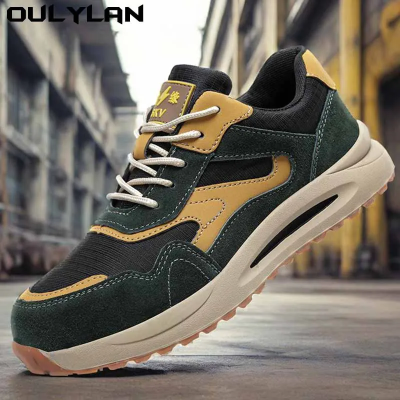 

Oulylan New Steel Toe Men's Work Shoes Puncture Proof Work Sneaker Male Protective Footwear Man Safety Slip-resistant shoes ﻿