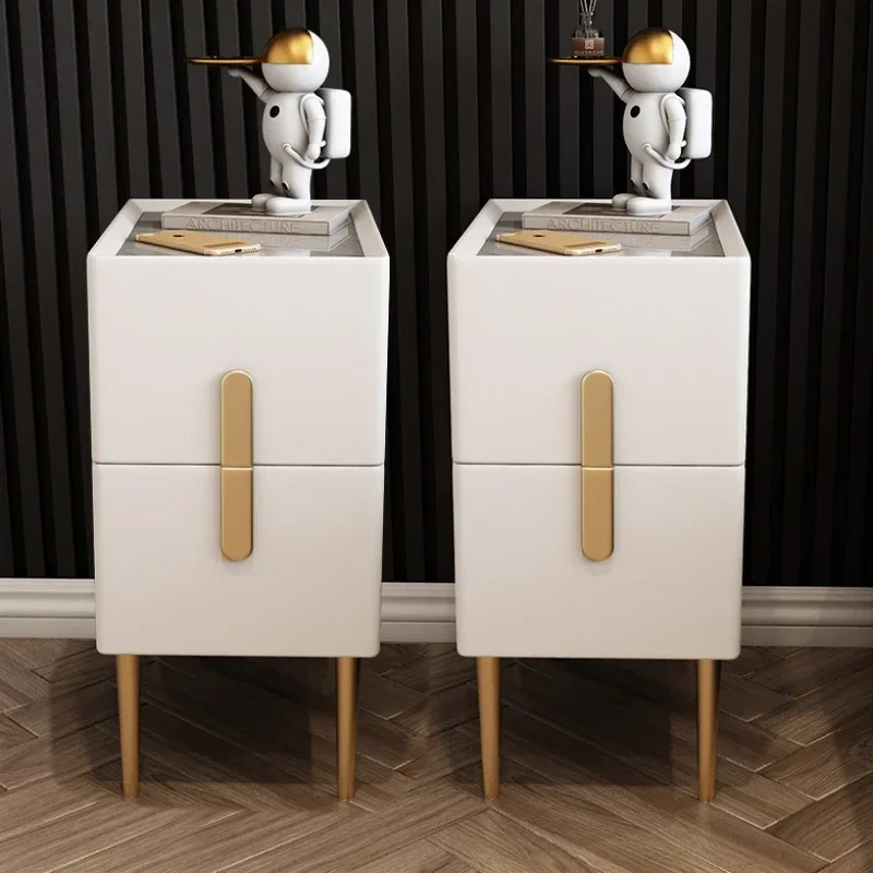 

White Unique Organzizer Nightstands Table Modern Nordic Aesthetic Mesa Lateral Nightstands Storage Solid Mesita Room Furniture