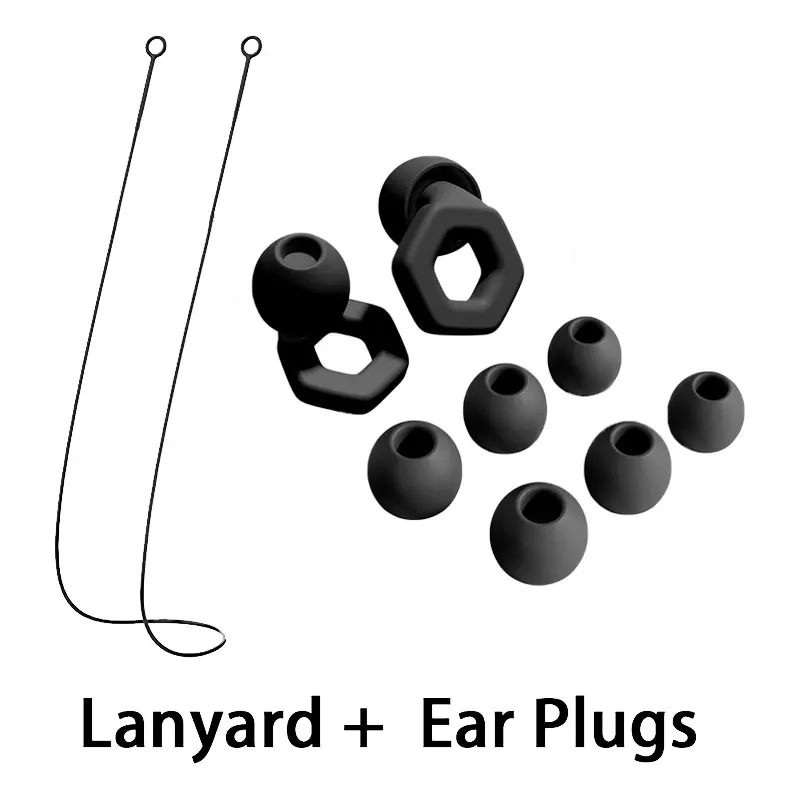 1 Pair Soft Silicone Earplugs With Silicone Lanyard- Noise Canceling, Waterproof, Comfortable Fit, for Sleep, Swimming