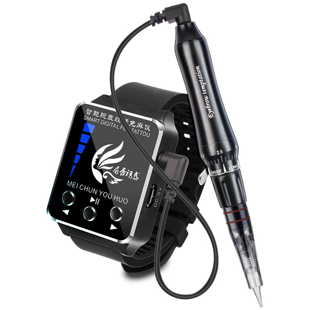 Black Wristwatch Tattoo Machine Semipermanent Makeup Microblading Eyebrow Lips Tattoo Pen Beauty Machine Watch Rotary Tattoo Gun