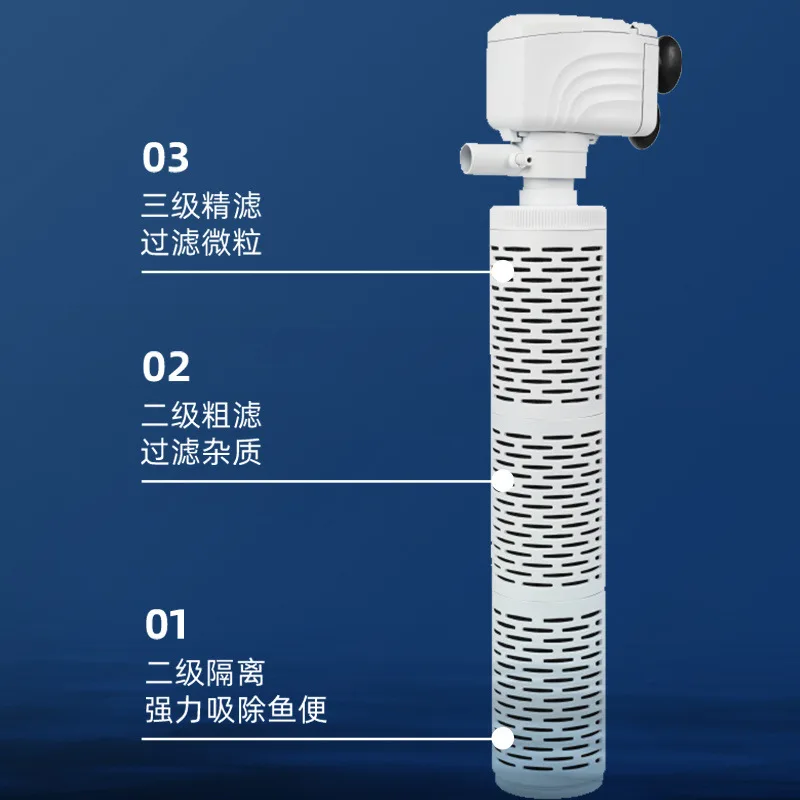 مناسبة لمرشح خزان الأسماك ثلاثة في واحد المدمج في مضخة توزيع تنقية المياه حوض السمك شفط سمكة السماد الصغيرة الصامتة