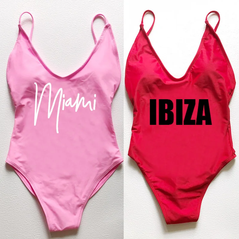 Miami traje de baño mujer Sexy acolchado traje de baño de una pieza IBIZA traje de baño mujer monokini ropa de playa Bikinis maillot de bain femme