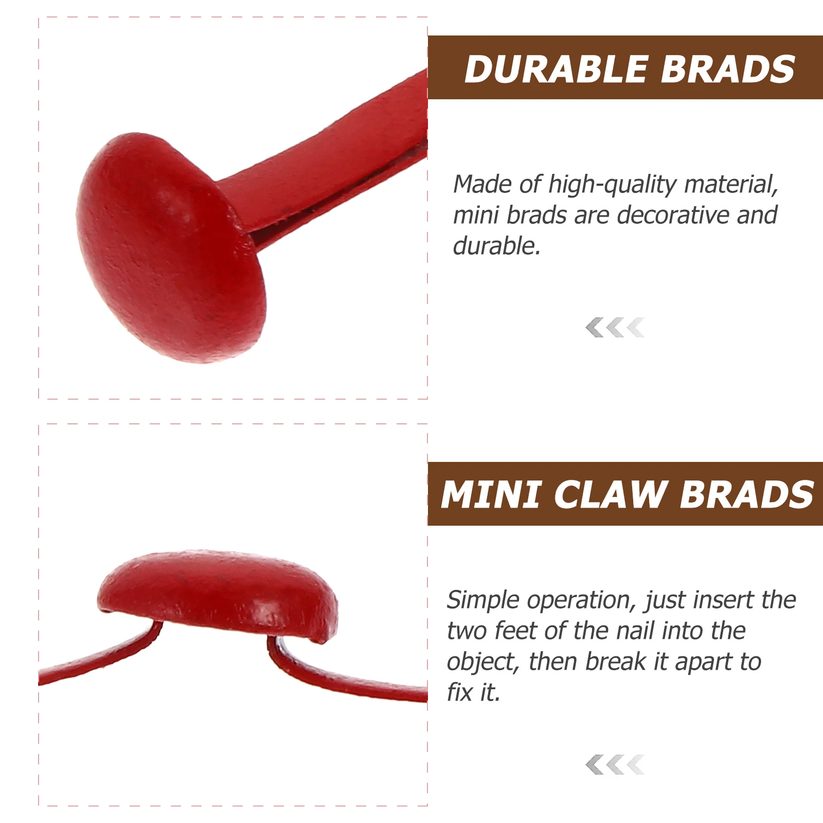 

200Pcs Two-Legged Nails Iron Mini Brads Solid Color Long-Lasting for Paper Crafts DIY Scrapbooking Kids Craft Handmade Brads