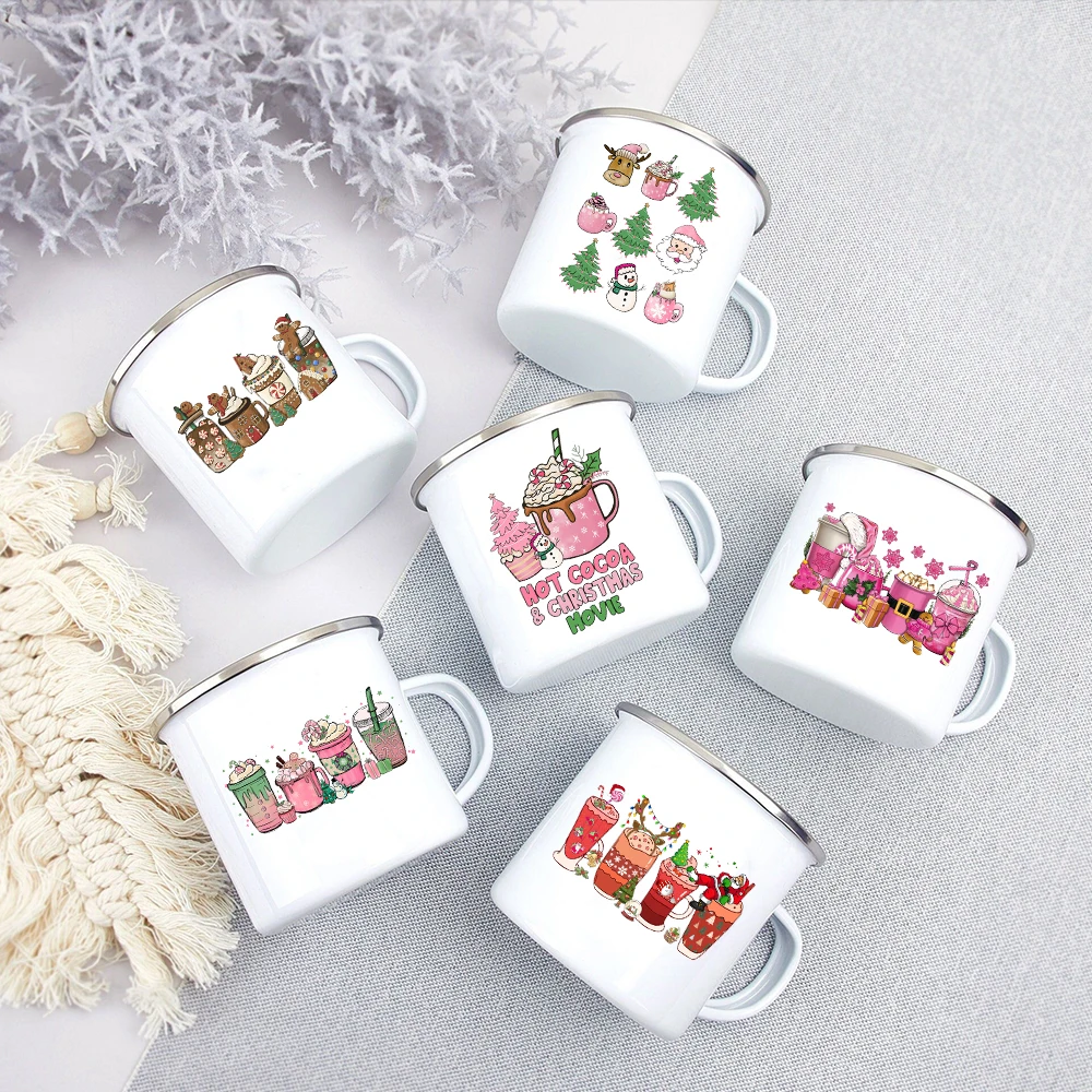 Hot Cocoa & Christmas Moive Christmas Enamel Mug Hot Chocolate Mug Christmas Eve Box Filler Xmas Cups Holiday Gift