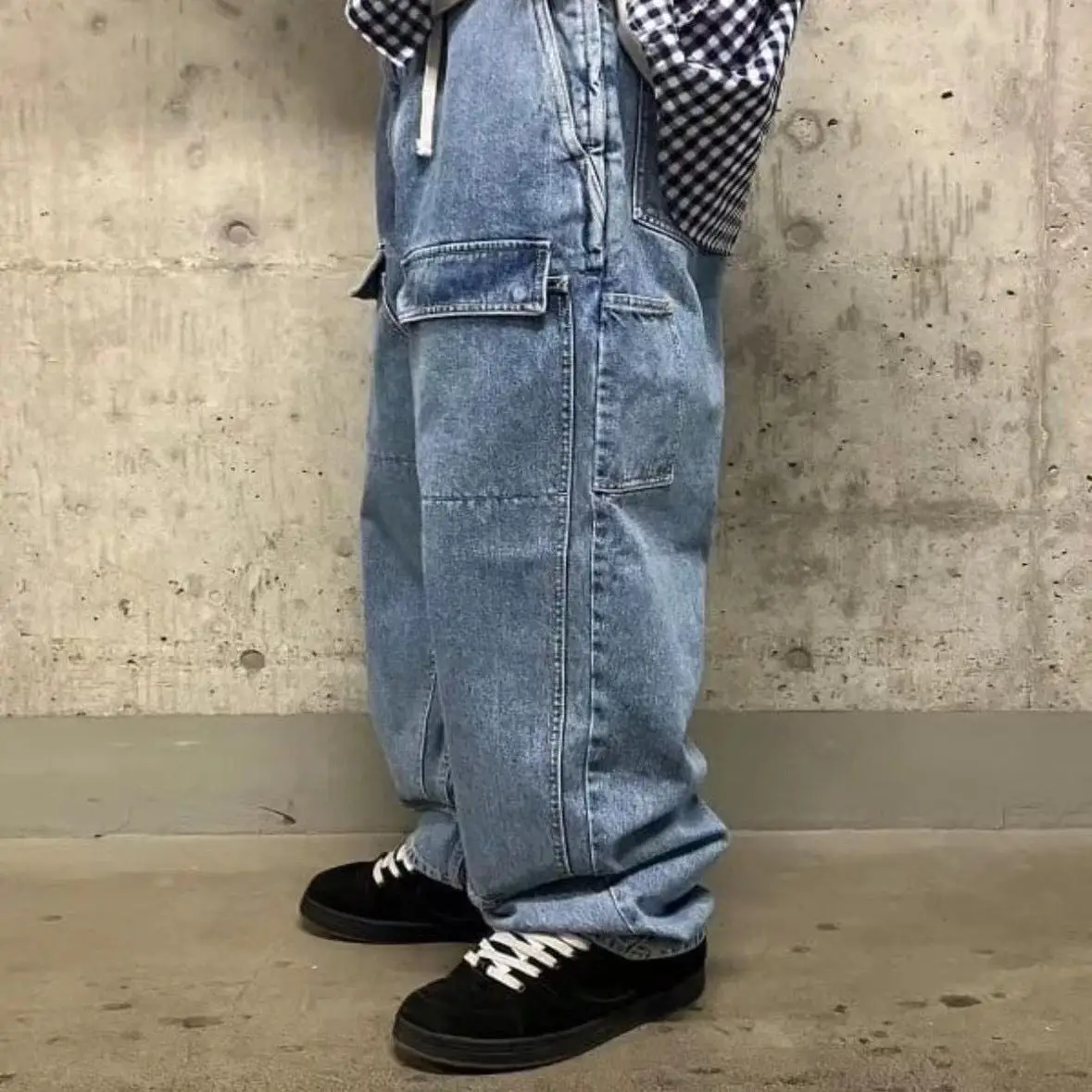 

Loose Straight Leg Workwear Jeans Wide Leg BMS SSZ High Field Music EVISEN Three-party Annotation Fashionable Modern Denim Pants