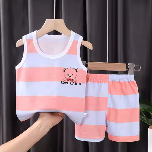 2PCS Children Clothing Vest Suit Children's Sets Summer Cotton T-Shirts Shorts Boys Girls Sleeveless Kids Clothes for baby - Image 13